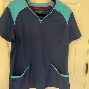 Large navy blue scrub top